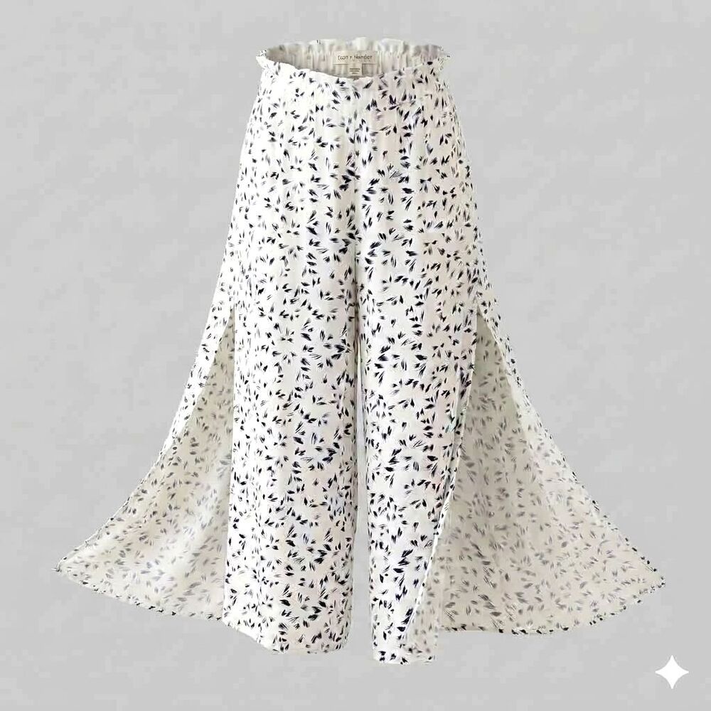 Lost + Wander Indigo Drift Side Slit High Rise Wide Leg Cropped Pants Small NWT